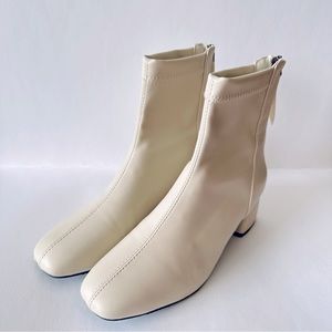 Cream Square Toe Booties 2in heel | Size 39
